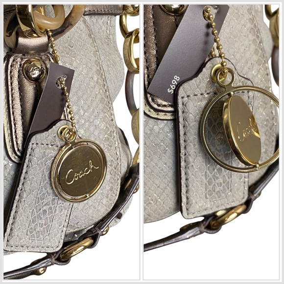 Coach Kristin NWT Embossed Python Metallic Flap Satchel 18309 - Picture 7 of 16
